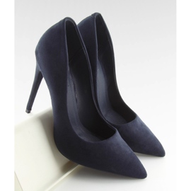 Papuci cu toc stiletto bleumarin 5101 Navy albastru marin 2