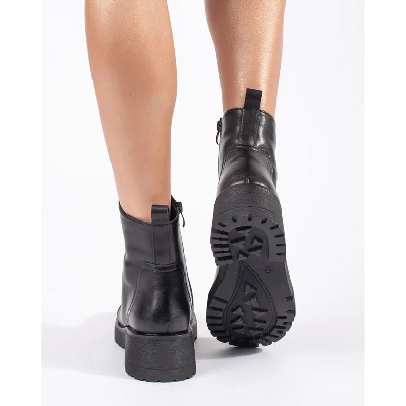 Botine negre din piele cu talpa groasa de Sergio Leone negru 1