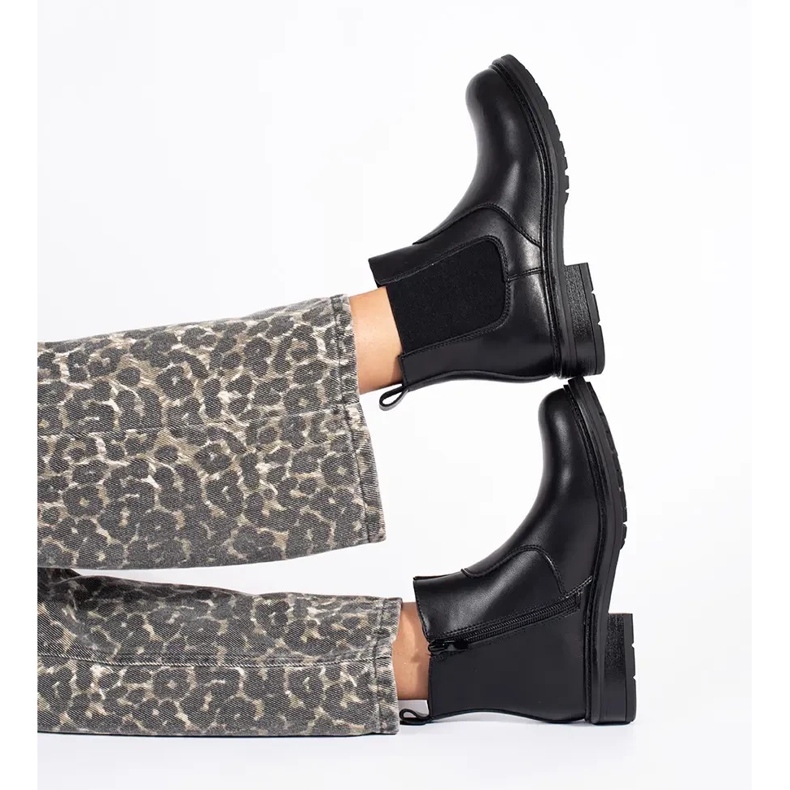 Ghete Chelsea de dama negre din piele naturala de Sergio Leone negru 2