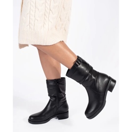 Sergio Leone Botine de dama izolate piele neagra negru 3