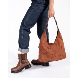 Ghete Chelsea de damă din piele maro cu platformă Sergio Leone 2