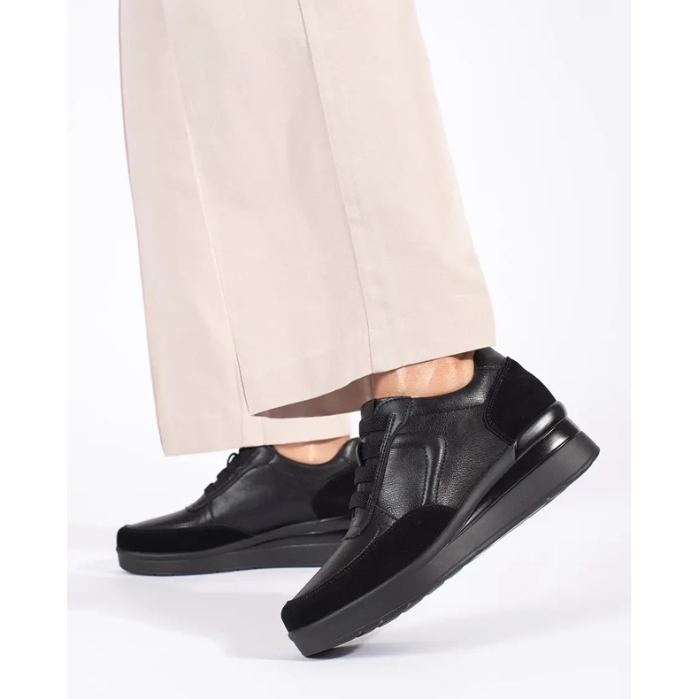 Pantofi cu pană de damă din piele neagră de la Sergio Leone negru 2