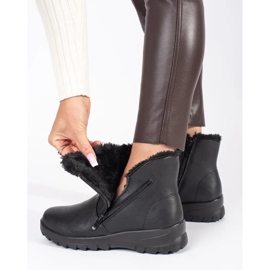 Botine negre confortabile izolate de damă negru 3