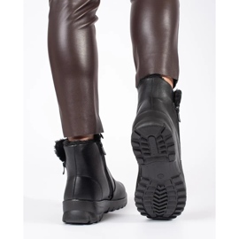 Botine negre confortabile izolate de damă negru 4