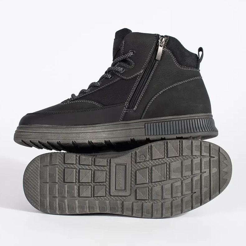 Cizme înalte de iarnă pentru bărbați izolate negre negru 1