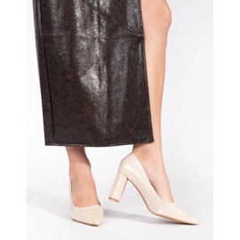 Seastar Pompe elegante cu toc bej lacuit 1