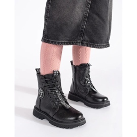 Botine negre cu siret izolate cu blana negru 1
