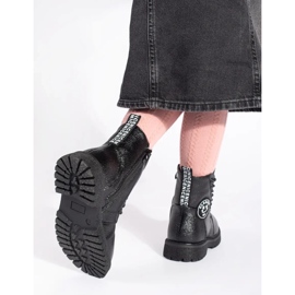 Botine negre cu siret izolate cu blana negru 3