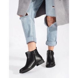 Cizme Chelsea de dama negre cu toc plat negru 1 Cizme Chelsea de dama negre cu toc plat negru 1