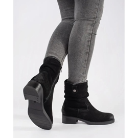 Botine negre cu partea superioară din piele cu volane de Sergio Leone negru 1