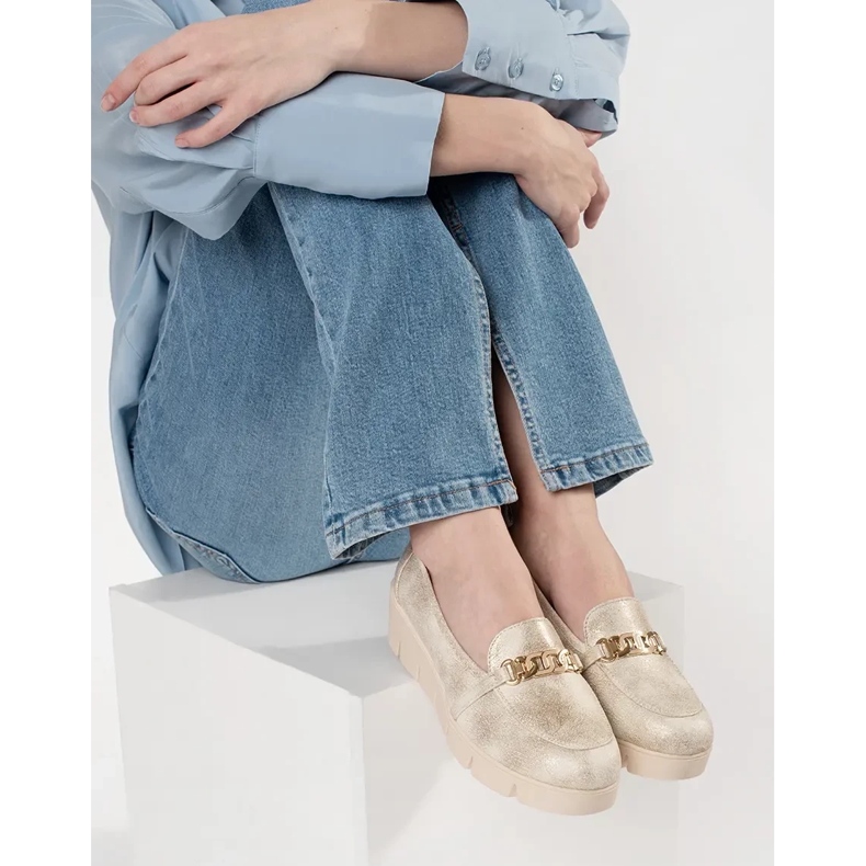 Goodin Mocasinele cu pană de aur cu un lanț 2