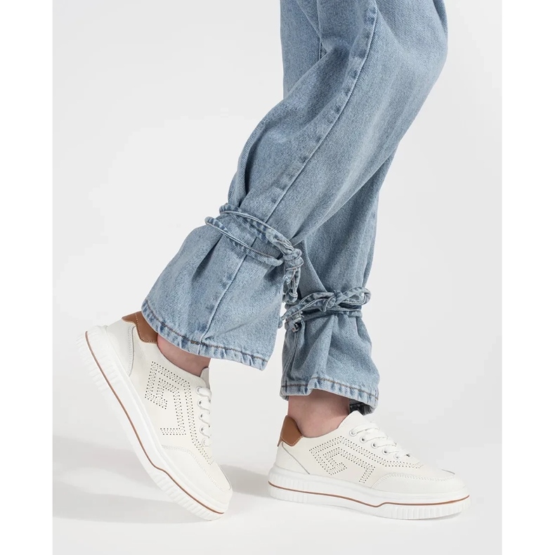 Goodin Adidași de piele albă cu pumni 1