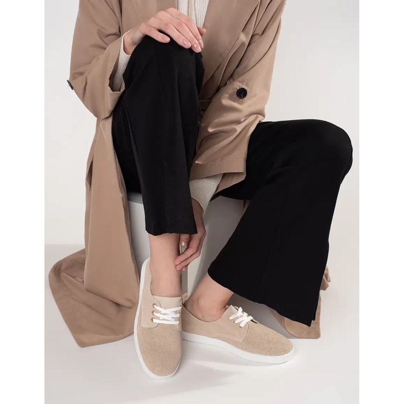 Goodin Adidaje Beige Openwork din piele naturală bej 1