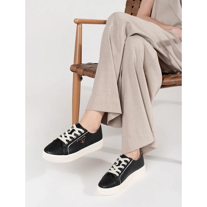 Goodin Adidași de piele neagră de pe platformă negru 1