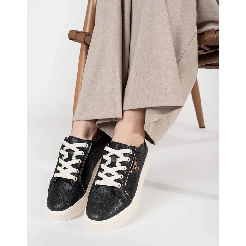 Goodin Adidași de piele neagră de pe platformă negru 2