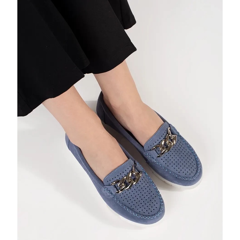 Goodin Plăcile albastre din piele cu un lanț pe platformă albastru 1