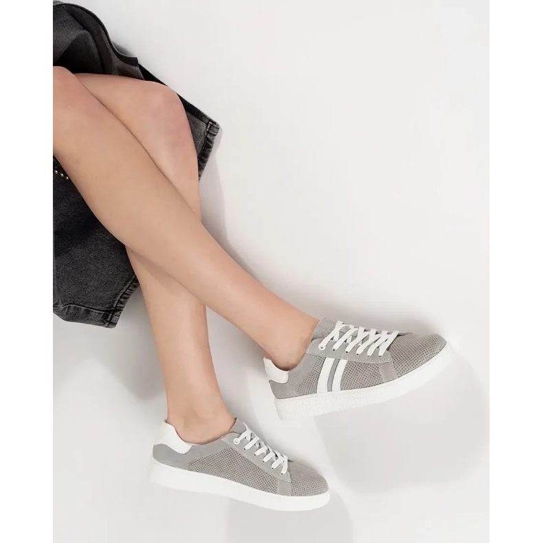 Goodin Adidaje gri deschise din piele naturală din piele naturală 1