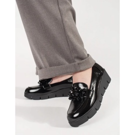 Goodin Mocasinele cu pană neagră cu un ornament negru 2