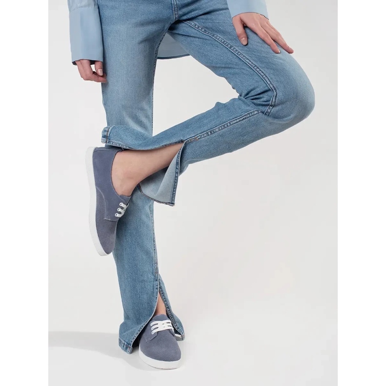 Goodin Adidaje albastre deschise din piele naturală din piele naturală albastru 2