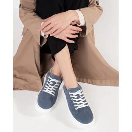 Goodin Adidași din piele albastră pe o talpă groasă albastru 1