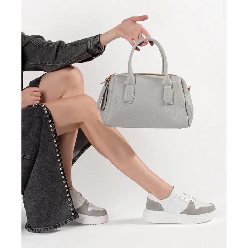 Goodin Tenisi albi din piele pe platformă 1