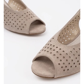 Goodin Sandale Openwork Beige pe un post scăzut bej 2