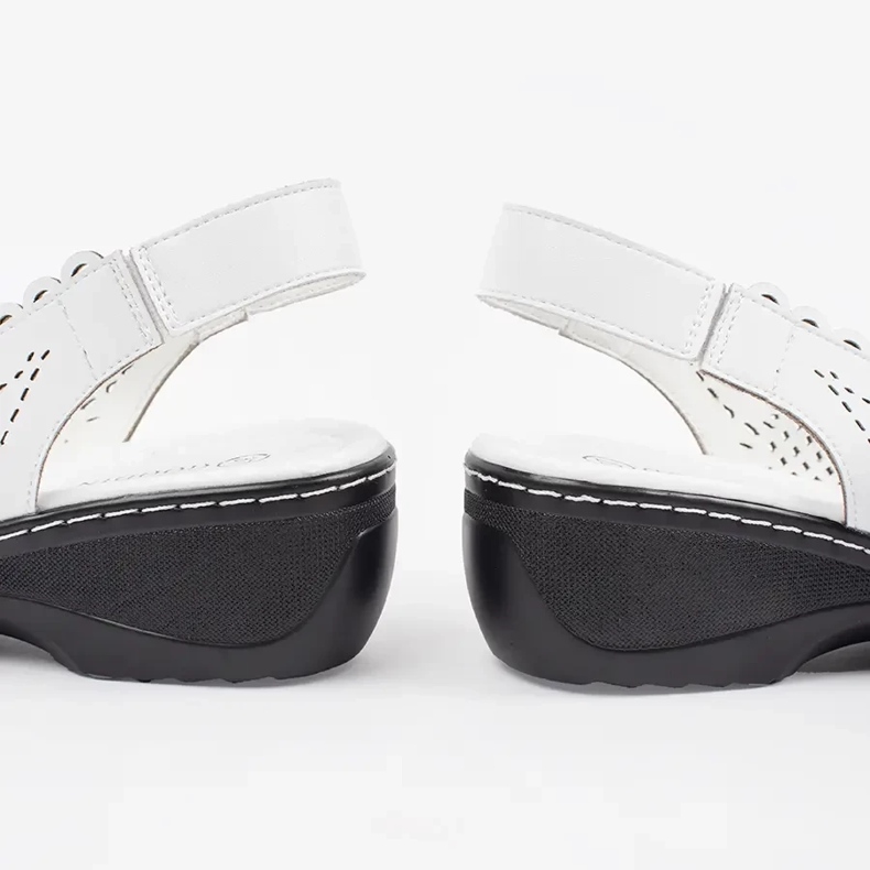 Goodin Sandale cu pană albă cu călcâi deschis 2