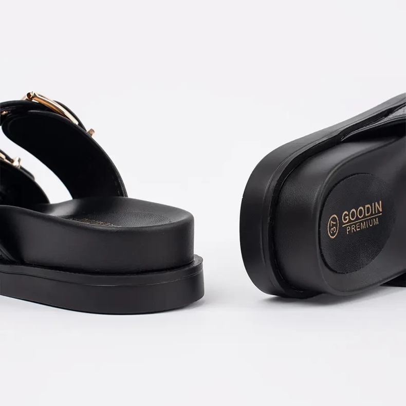 Goodin Flip -flop -uri plate negre cu catarame negru 1