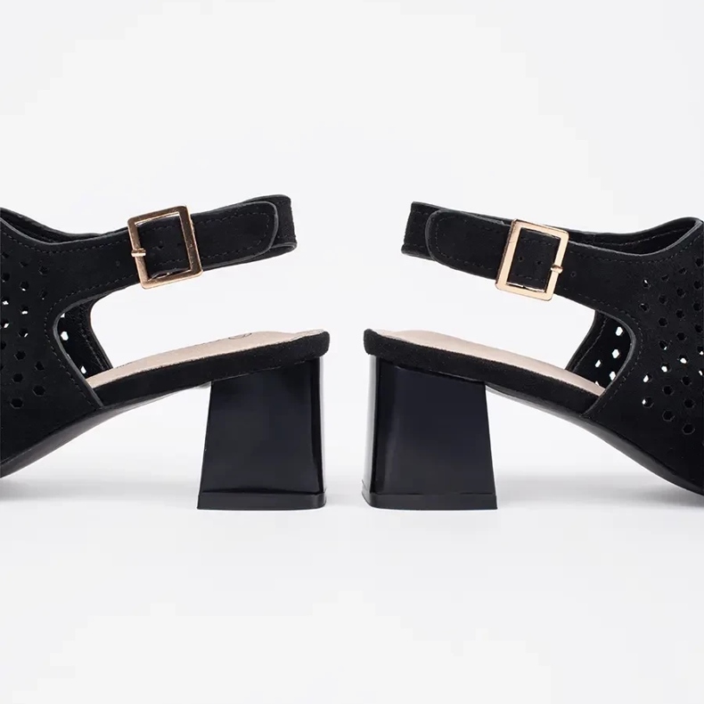 Goodin Sandale cu tocuri cu tocuri înalte din piele de căprioară neagră negru 1