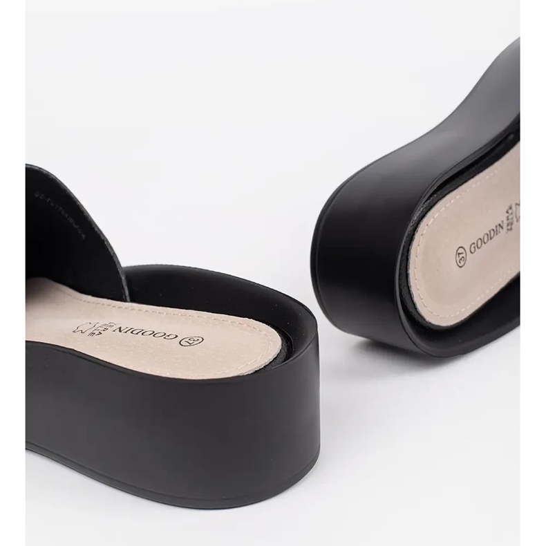 Goodin Flip-flops de damă de culoare cu lanț negru 1