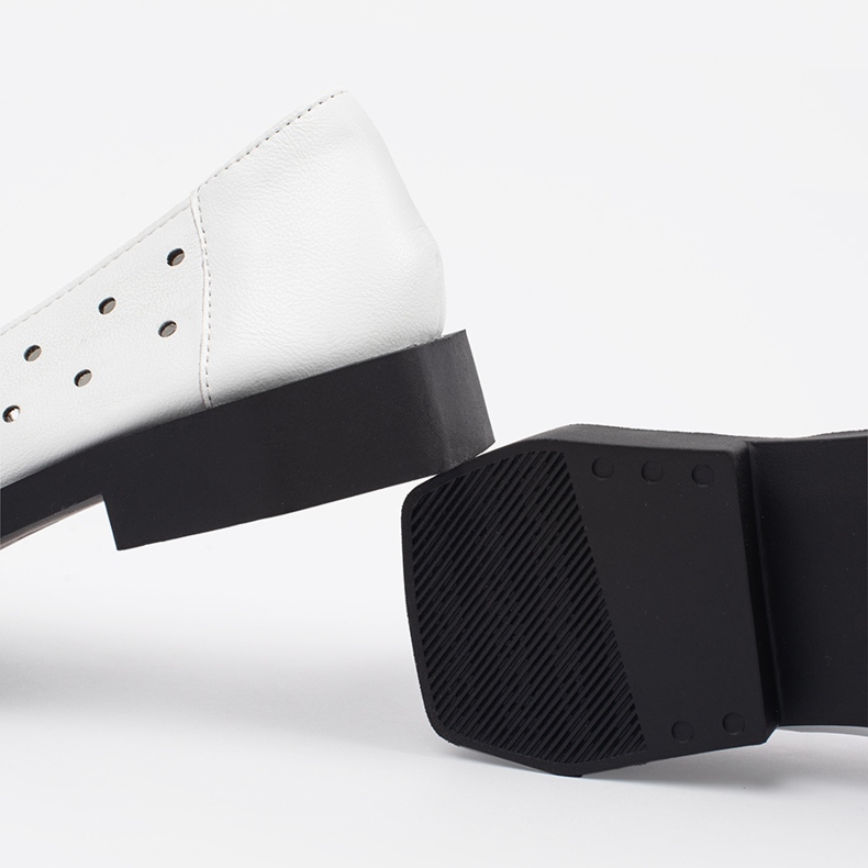 Goodin Pantofi albi pentru femei cu găuri și un arc 2