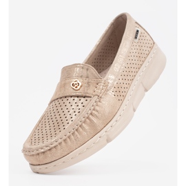 Goodin BEIGE OpenWork Loafers cu un element de aur bej 1