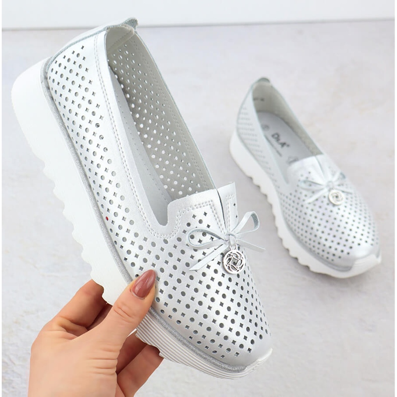 S. BARSKI Pantofi pentru femei pentru femei Openwork Silver S.Barski LR51-631 argint 1