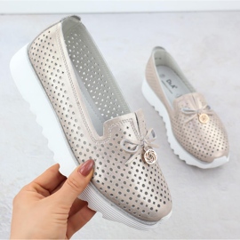 Pantofi pentru piele deschise pentru femei Złote S. Barski LR51-631 de aur 1