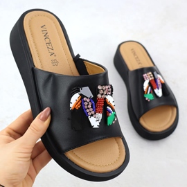 Flip -flops din piele pentru femei cu margele negre Vinceza 66623 negru 1 Flip -flops din piele pentru femei cu margele negre Vinceza 66623 negru 1
