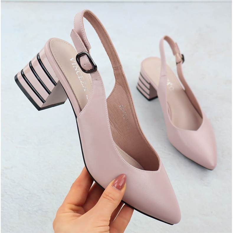 Pompe de femei pe un călcâi decorativ Pink Vinceza 62217 roz 1