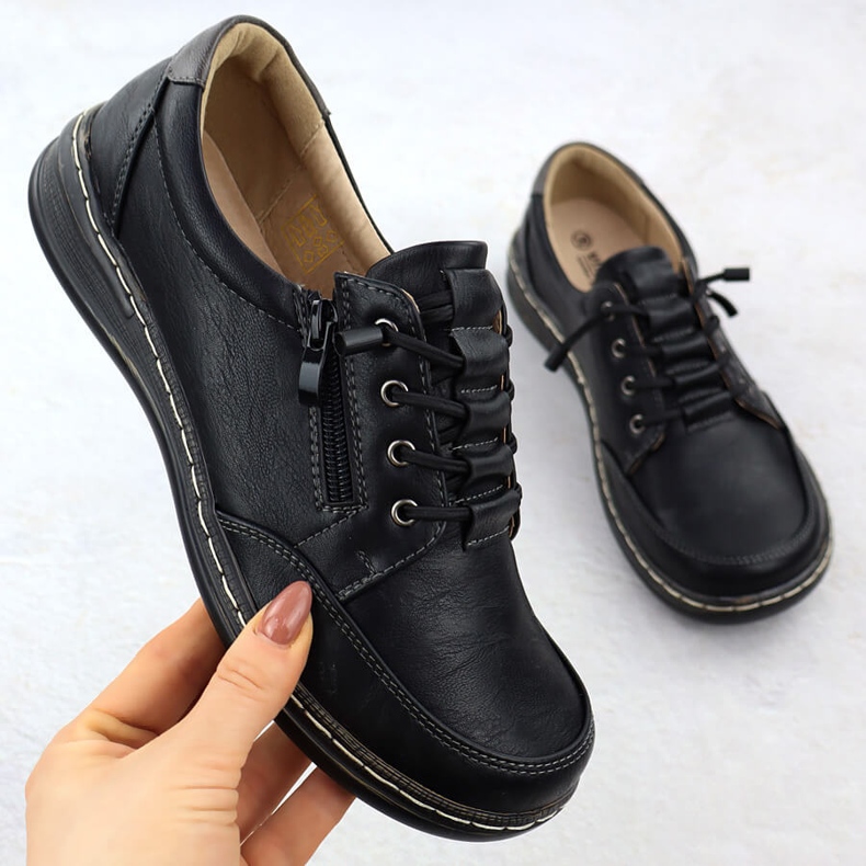 Pantofi pentru femei confortabil unisoft negru 9018 1