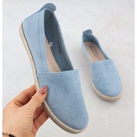 Espadrilles pentru femei alunecare de piele de piele albastră potocki py16332 albastru 1