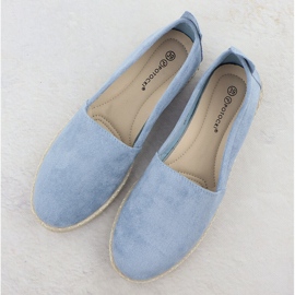 Espadrilles pentru femei alunecare de piele de piele albastră potocki py16332 albastru 3