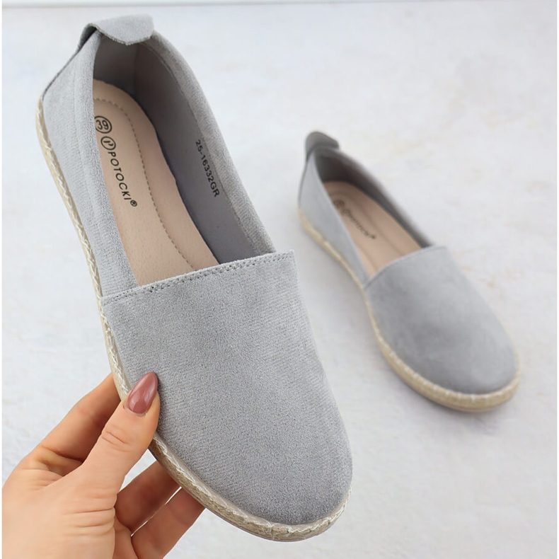 Espadrilles pentru femei glisante pentru femei Grey Potocki PY16332 gri 1