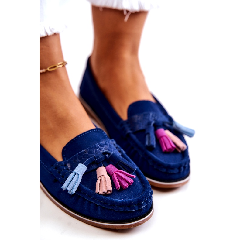 Evento Mocasini de dama din piele intoarsa cu franjuri Albastru bleumarin Laressa 4 Evento Mocasini de dama din piele intoarsa cu franjuri Albastru bleumarin Laressa 4