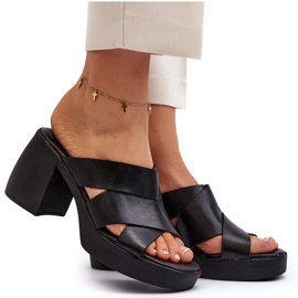 Zazoo 40373 Flip-flops din piele cu bloc, negru 5