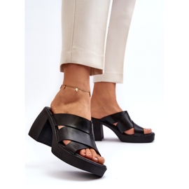 Zazoo 40373 Flip-flops din piele cu bloc, negru 4