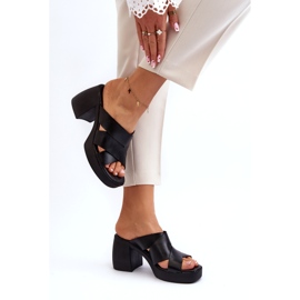 Zazoo 40373 Flip-flops din piele cu bloc, negru 3