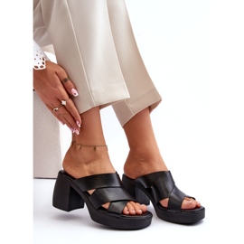 Zazoo 40373 Flip-flops din piele cu bloc, negru 1