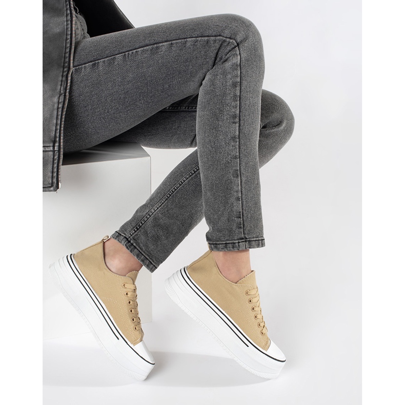 Adidasi de dama bej cu talpa groasa 2