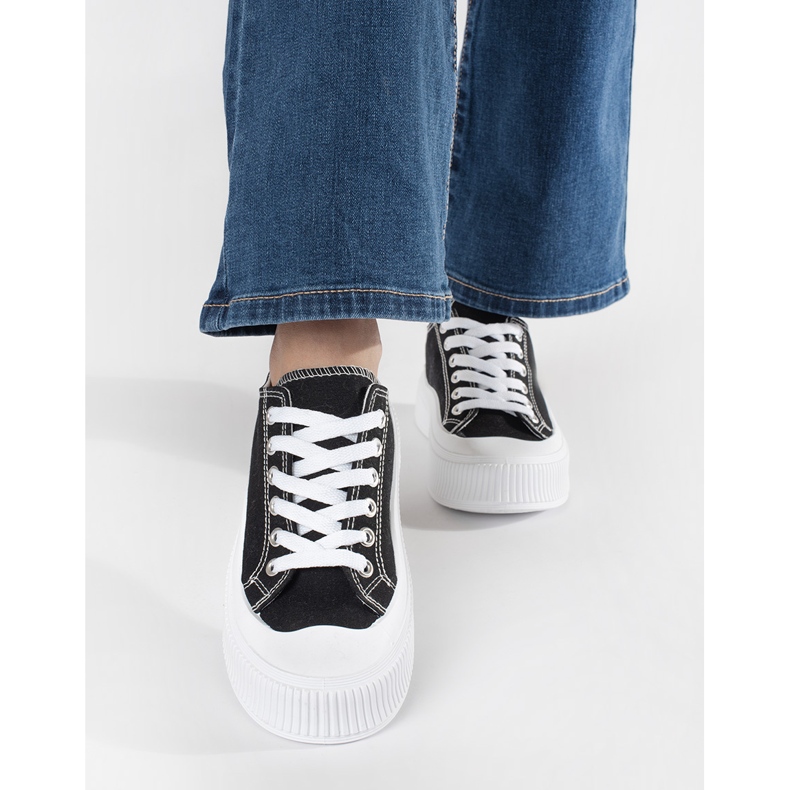 Adidași alb-negru cu talpă groasă 2