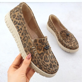 Mocasinele din piele Leopard Leopard Leoparde maro helios 441 1