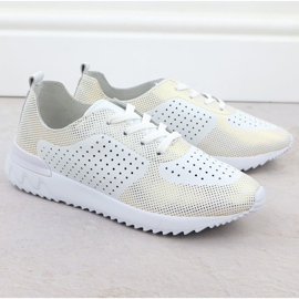 Białe Artiker 56C1036 Openwork Pantofi sport din piele alb 2