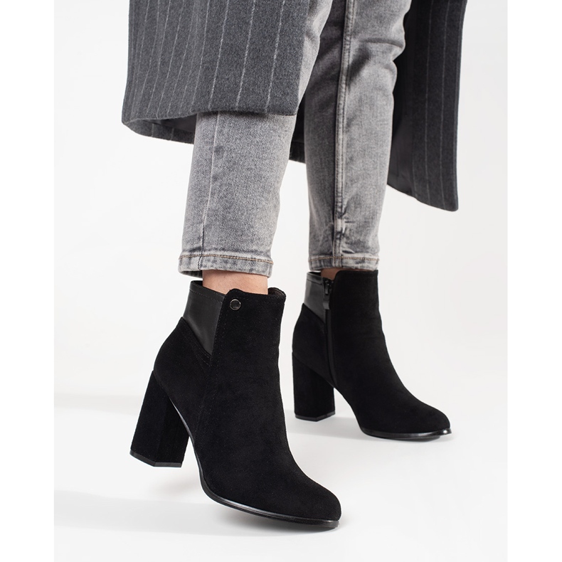 Goodin Botine negre din piele intoarsa negru 2